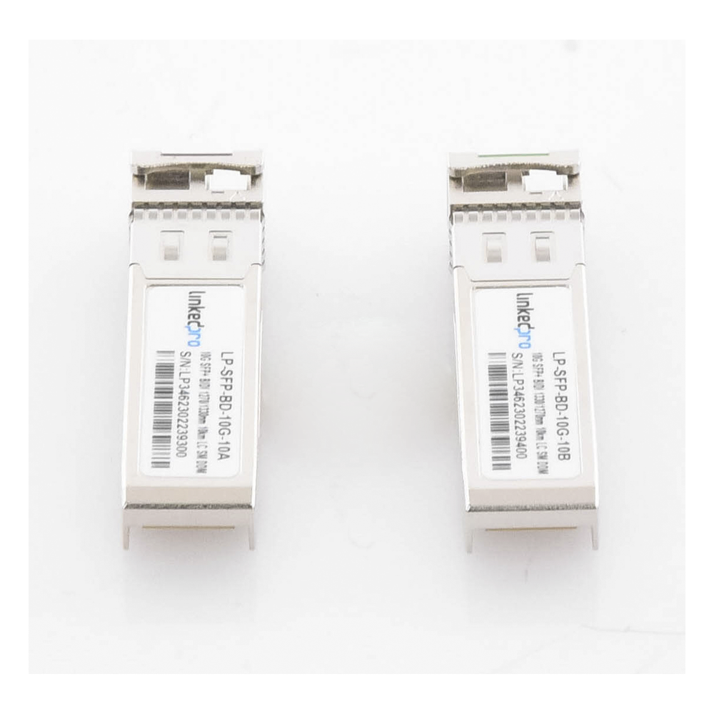 Transceptores Ópticos Bidireccionales SFP+ (Mini-Gbic) / Monomodo 1270 & 1330 nm / 10 Gbps / 10GBASE-BX / Conector LC/UPC Simplex / DDM / Hasta 10 km / 2 Piezas