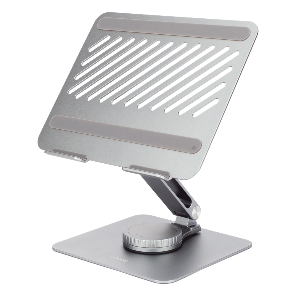 Soporte Giratorio de Aluminio para Laptop | Giratorio 360° | Función de Bloqueo | Soporta Laptops de 10 a 17.3''| Capacidad de Carga 5Kg | Excelente Estabilidad | Diseño Ergonómico | Altura y Angulo Ajustable | Plegable y Port&amp