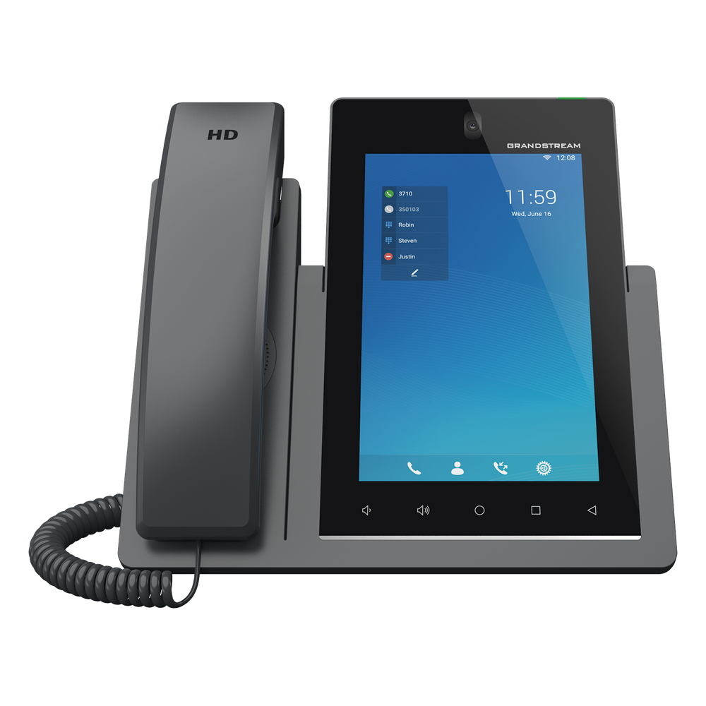 Teléfono IP Android 11, 16 líneas SIP con 16 cuentas, pantalla táctil  7", puertos Gigabit, Wi-Fi, Bluetooth, PoE, codec Opus, IPV4/IPV6 con gestión en la nube GDMS