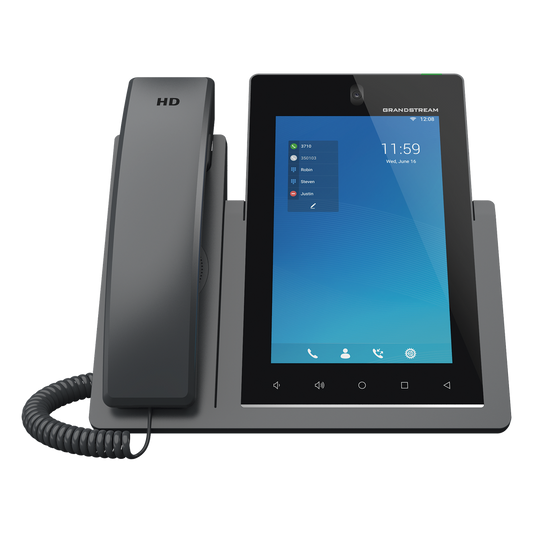 Teléfono IP Android 11, 16 líneas SIP con 16 cuentas, pantalla táctil  7", puertos Gigabit, Wi-Fi, Bluetooth, PoE, codec Opus, IPV4/IPV6 con gestión en la nube GDMS