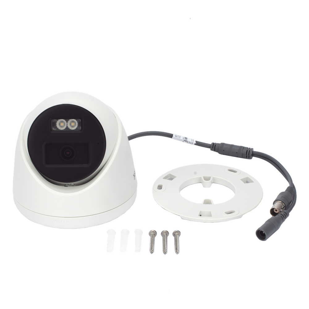 [Audio Bidireccional + Dual Light + ColorVu] Turret TURBOHD 2 Megapixel (1080p) / Lente 2.8 mm / 40 mts IR EXIR + 40 mts Luz Blanca / Micrófono y Bocina Integrado / Exterior IP67 / dWDR