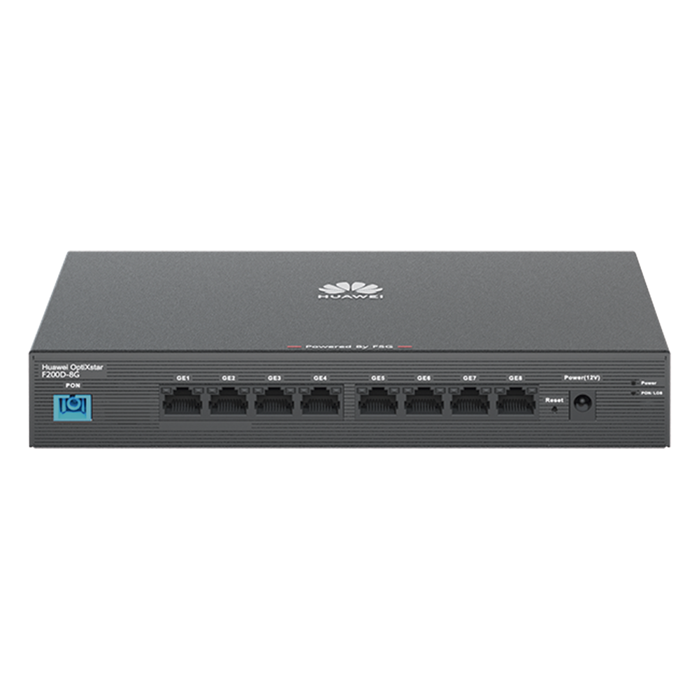 HUAWEI MiniFTTO - ONU Gigabit / 8 puertos 10/100/1000Mbps + 1  PON (SC/UPC)/ Downstream 2.488 Gbps / Upstream 1.244 Gbps / modo puente / Administración Nube
