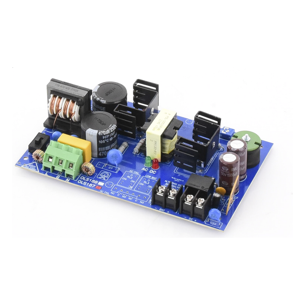 Fuente de Alimentación Tipo Tarjeta / 12/24 VCC Seleccionable / 6 A de Corriente Continua / Entrada 115 VCA 50/60 Hz / Respaldo con Batería / Protección contra Cortocircuito y Sobretensión
