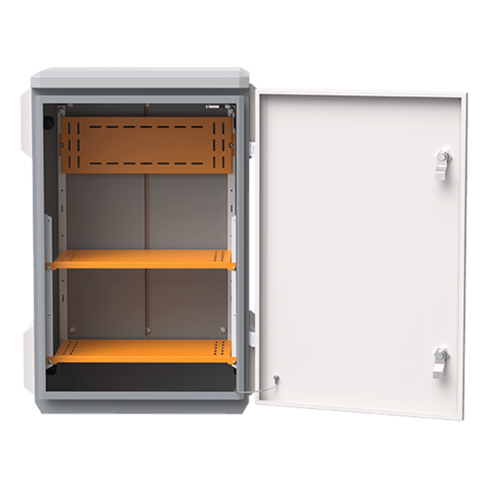 Gabinete de Acero Ventilado para Exterior 380 x 660 x 240 mm con Rieles DIN y 4 Placas Laterales para Montaje de Equipos por Fuera