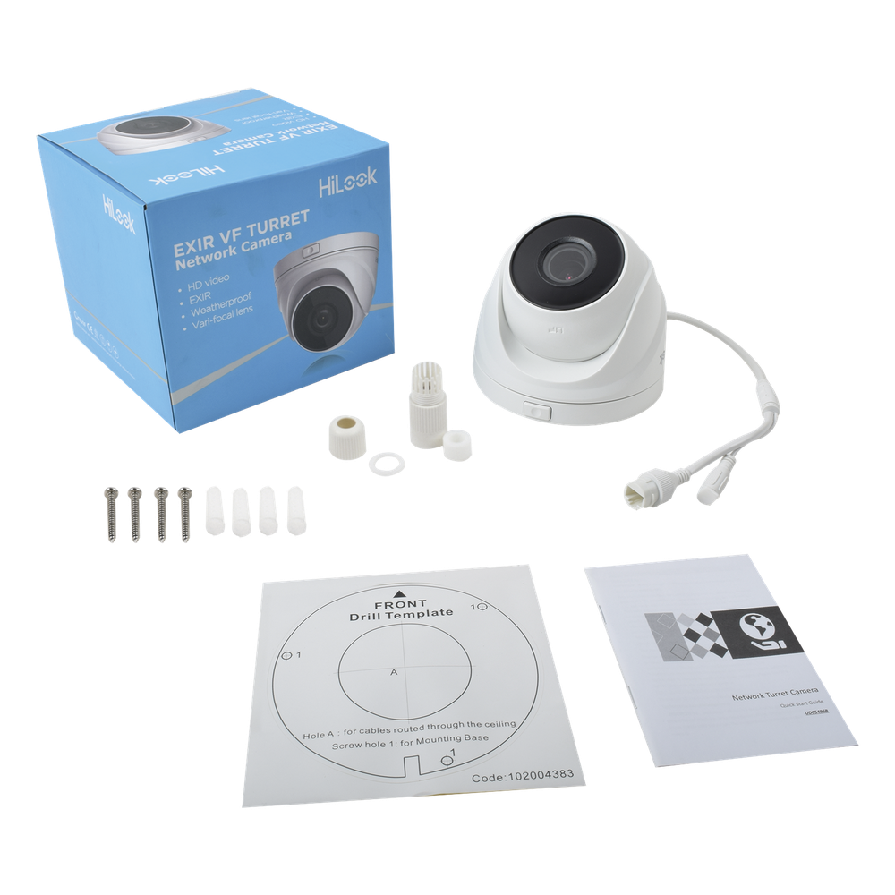 Turret IP 4 Megapixel / Lente Motorizado 2.8 - 12 mm / 30 mts IR EXIR / PoE / Exterior IP67 / WDR 120dB / Micro SD / H.265+ / Onvif