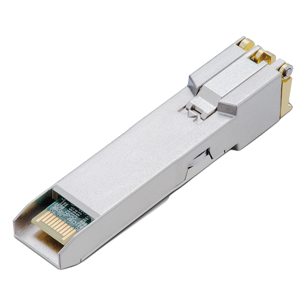 Transceptor mini-GBIC SFP+ RJ45 / Admite 10GBASE-T, 5GBASE-T, 2.5GBASE-T, 1000BASE-T y 100BASE-TX /  Distancia Hasta 30 metros / Conector RJ45 (10G)