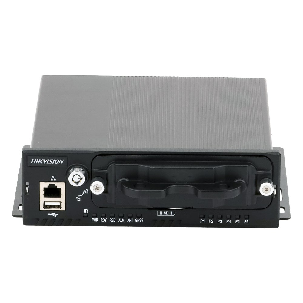 NVR Móvil Vehicular de 8 Canales / 4 PoE + 4 vía Switch / 2 Megapixel / H.265 / GPS + Sensor G / 2 Bahías HDD / RJ45 / Aluminio Industrial