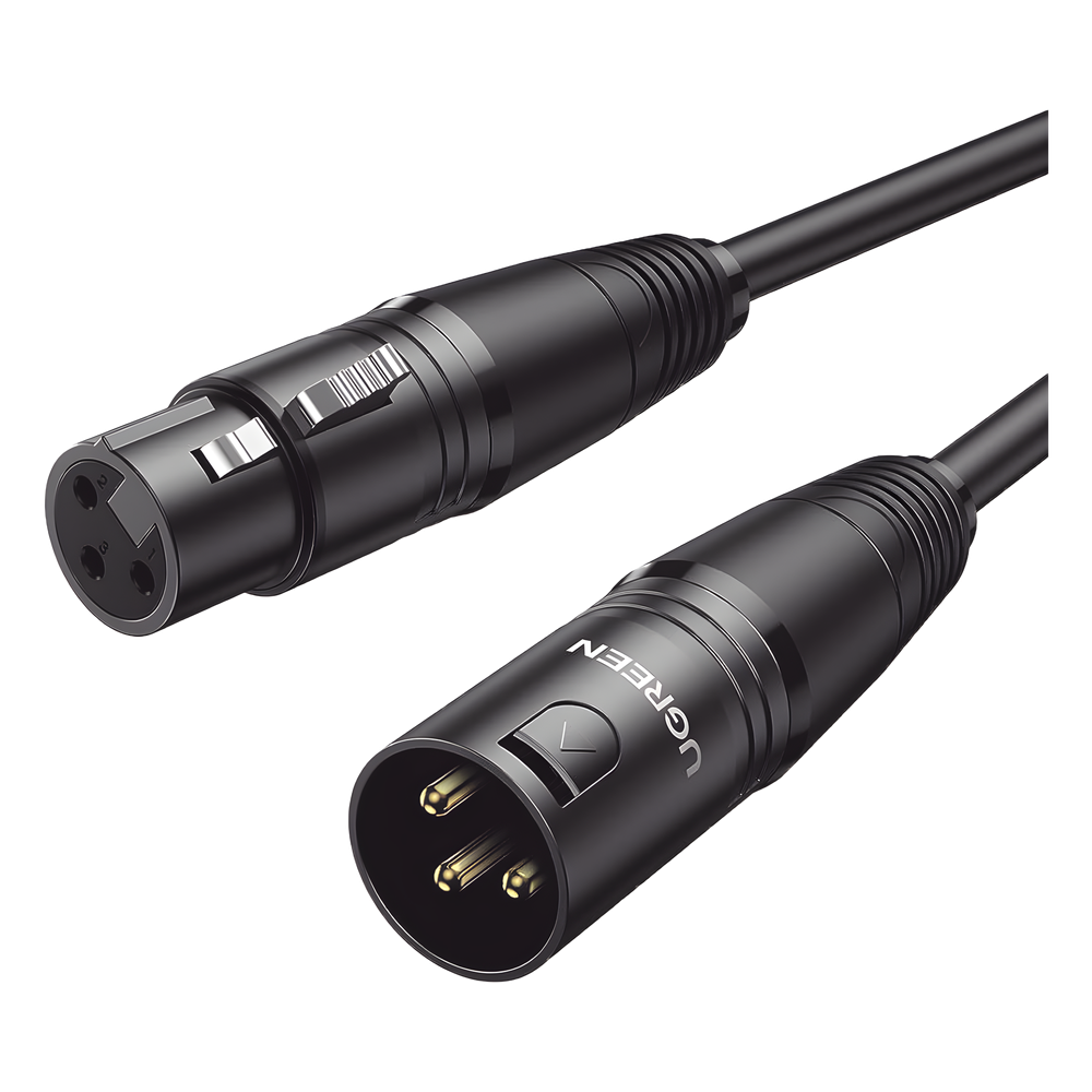 Cable para Micrófono XLR Tipo Canon Macho a Hembra / 10 Metros / Plug & Play / Antiinterferencias / Triple Blindaje / Alta Calidad / Color Negro
