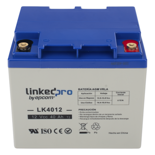 Batería de respaldo 12 V | 40 Ah | AGM | Especial para Seguridad Electrónica | UPS | Sistemas de Emergencia | Certificada UL | Vida útil 5 años | Terminales T2