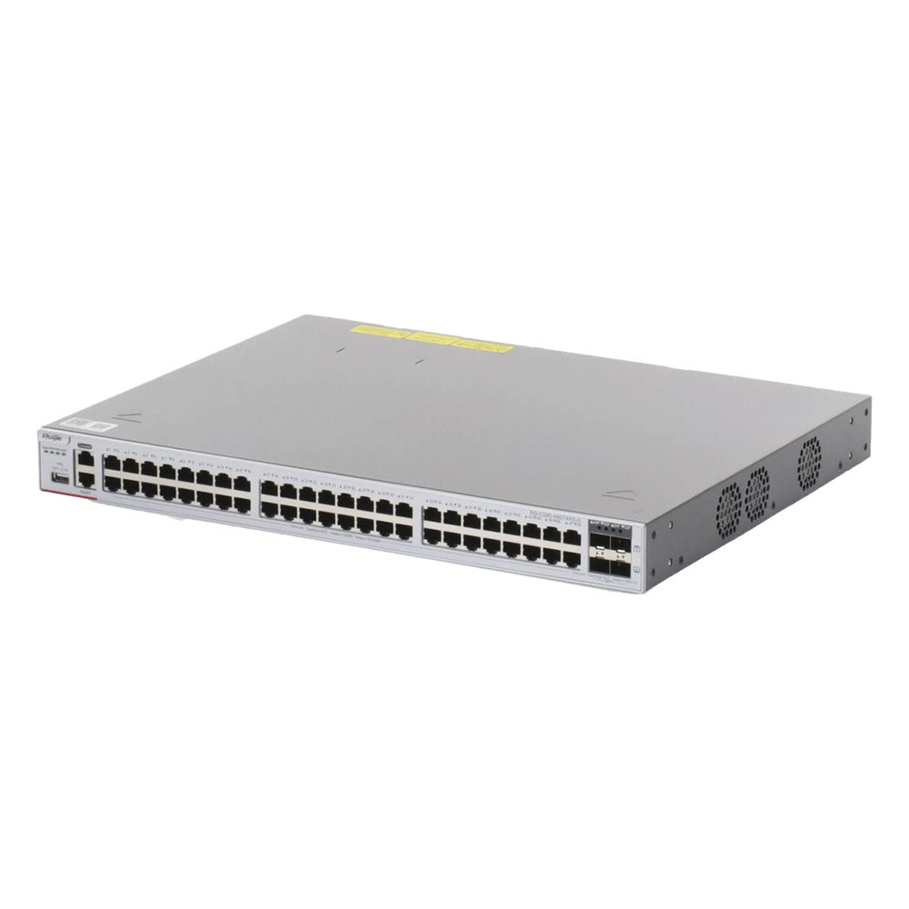 Switch Core Administrable Capa 3 con 48 puertos Gigabit + 4 SFP+ para fibra 10Gb, gestión gratuita desde la nube.