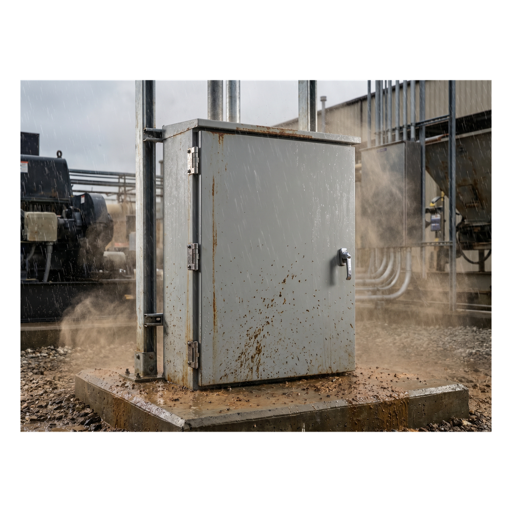 Gabinete Industrial ProTek de 19 UR de 922 x 600 x 614 mm Puerta Sólida Con Aire Acondicionado de 800 BTU / Protección NEMA Tipo 4/12; IP66, Fabricado en Acero Color Gris Claro