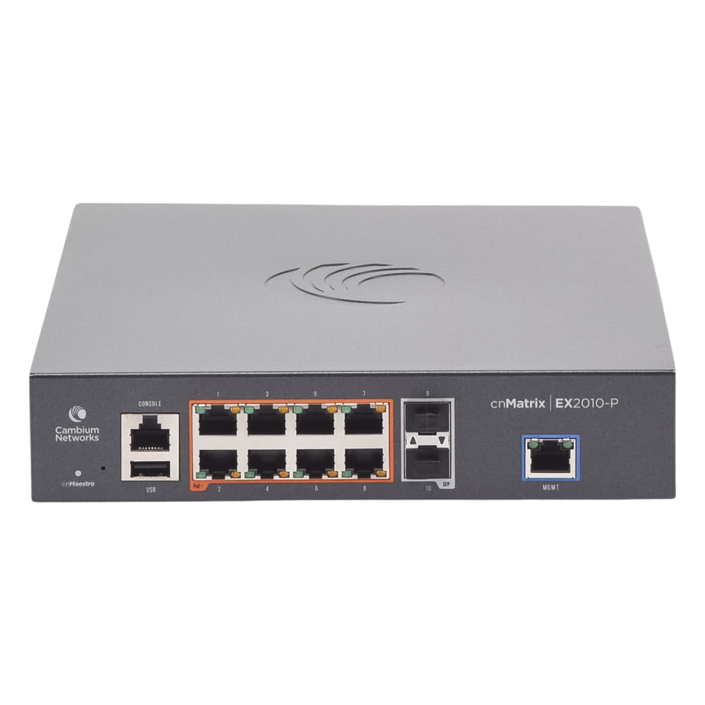 Switch cnMatrix EX2010-P capa 3 de 10 puertos(8 PoE Gigabit 802.3af/at, 2 SFP, 1 consola, 1 MNGMT, 1 USB)  administración desde la Nube (MX-EX2010PXA-U)