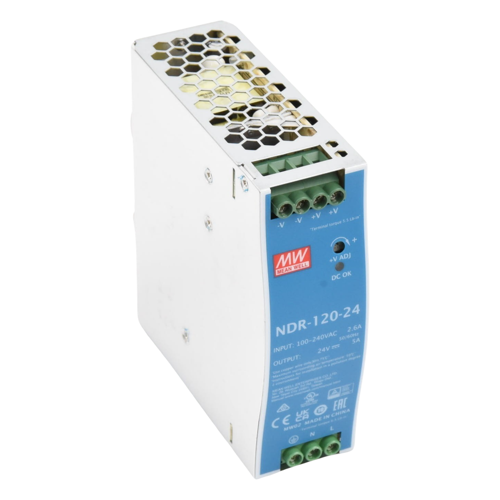 Fuente de poder industrial para riel DIN / 120W / 24Vcc / 5A / Entrada: 90-264Vca