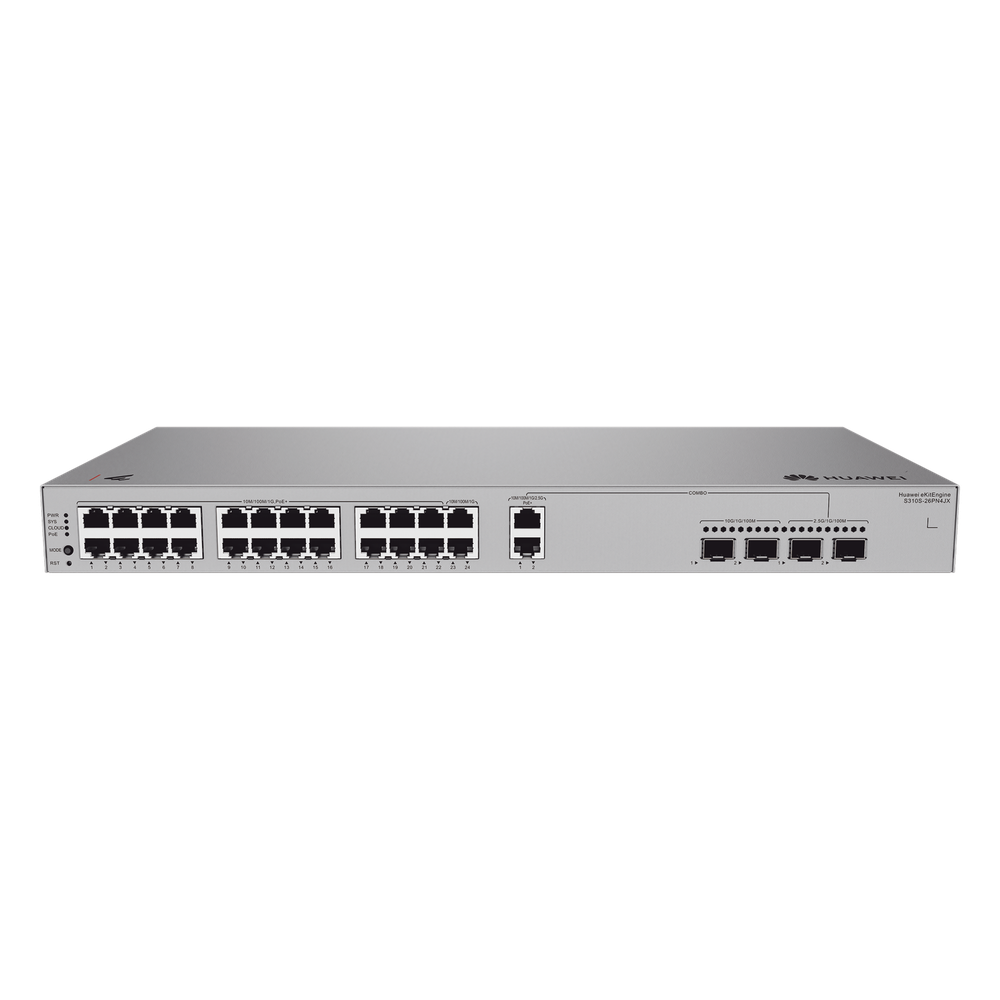 Switch Gigabit Administrable PoE Capa 3 / 24 Puertos 10/100/1000 Mbps (22 PoE) / 2 Puertos 2.5GE (PoE) combo 2 Puertos SFP 2.5GE /2 Puertos SFP+ 10GE / 400W / PoE Perpetuo / iStack / Administración Nube Gratis