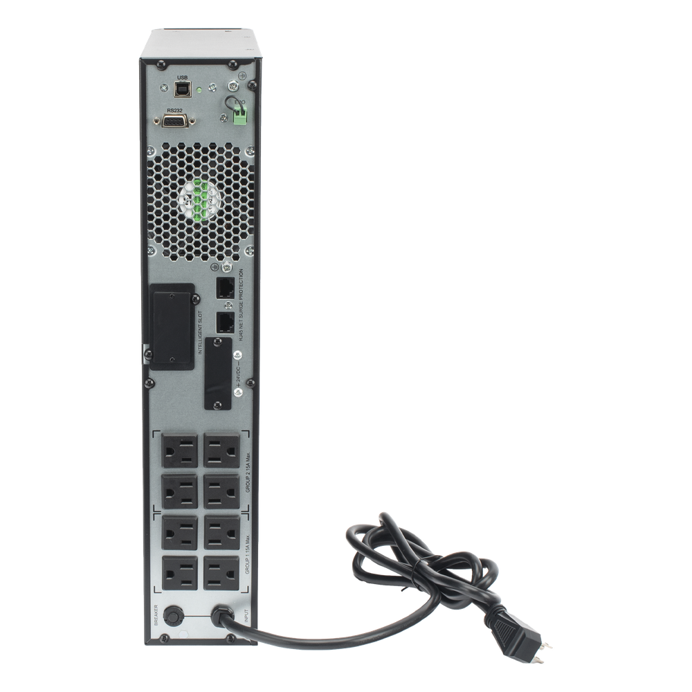 UPS de 1000VA/900W / Topología On-Line Doble Conversión / Entrada y Salida de 120 Vca / Clavija de Entrada NEMA 5-20P / Pantalla LCD Configurable / Formato Rack/Torre / 8 Salidas