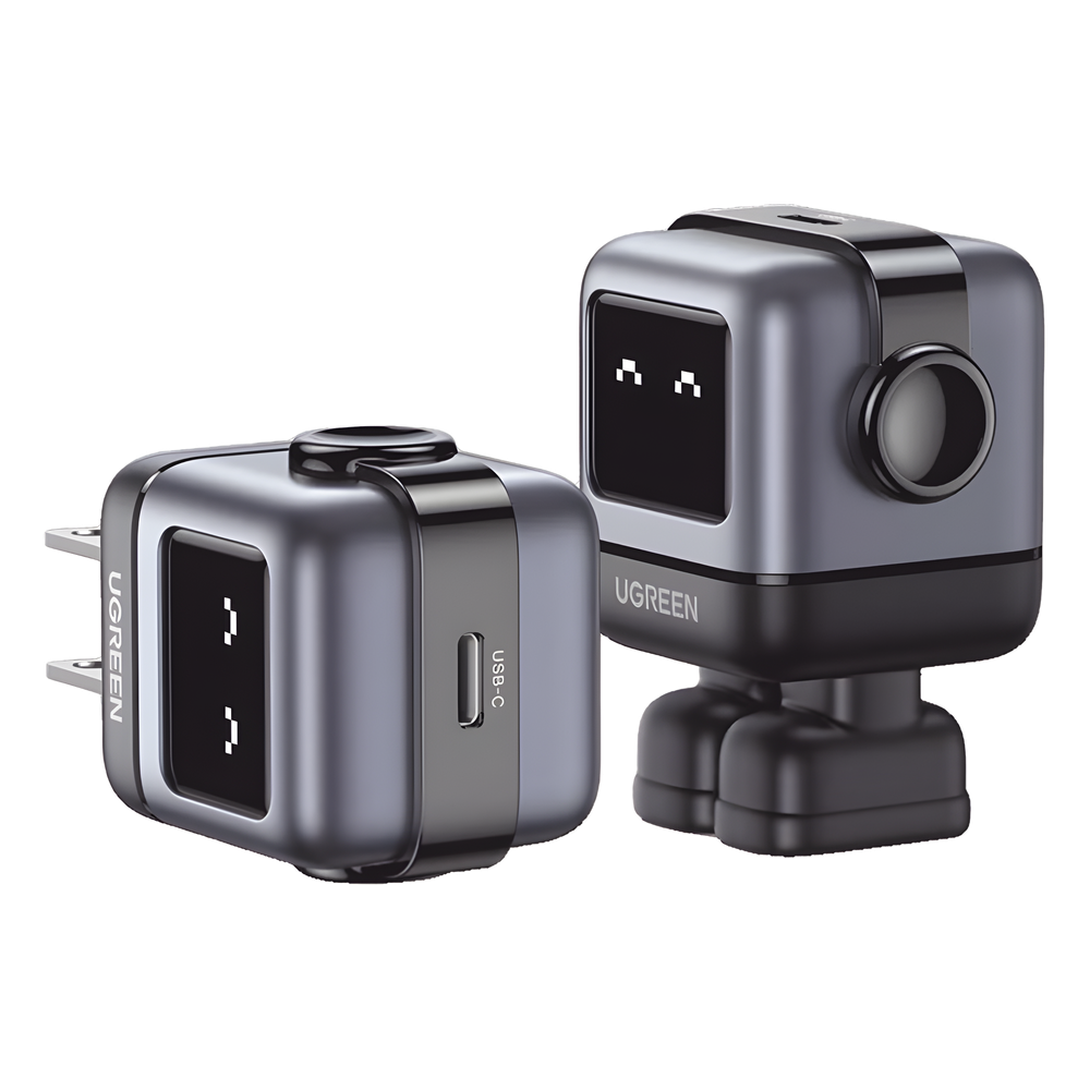 Cargador Mini GaNRobot 30W serie UNO | 1 USB-C de Carga Rápida | Tecnología GaN II | Multiprotocolo PD/QC/SCP/FCA | Carga Inteligente | Pantalla LED | Zapato Magnético Extraíble | Thermal Guard | Color Negro.