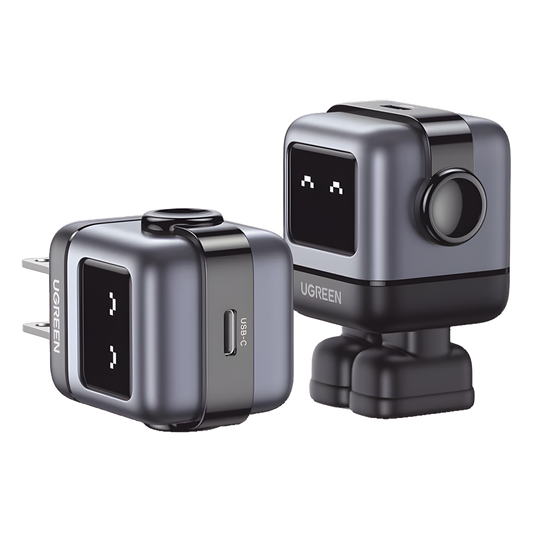 Cargador Mini GaNRobot 30W serie UNO | 1 USB-C de Carga Rápida | Tecnología GaN II | Multiprotocolo PD/QC/SCP/FCA | Carga Inteligente | Pantalla LED | Zapato Magnético Extraíble | Thermal Guard | Color Negro.
