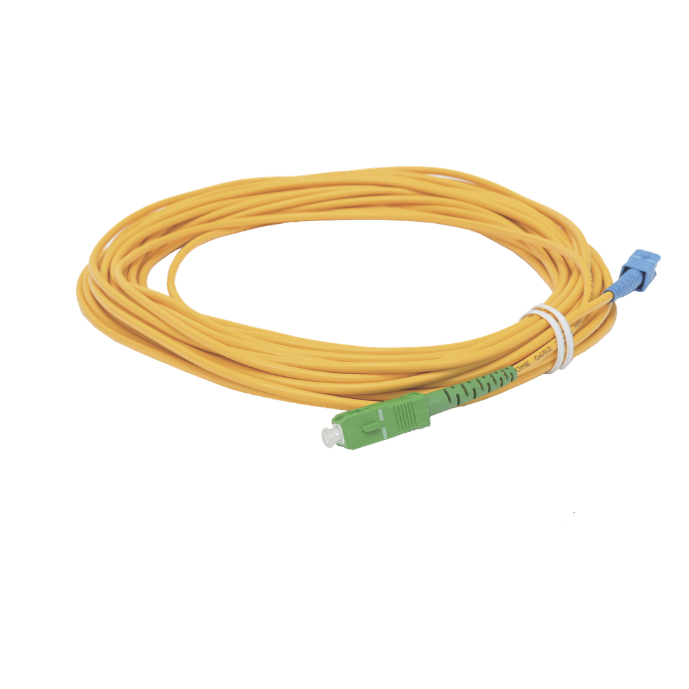 Jumper de Fibra Óptica Simplex, Monomodo, con Conectores SC/UPC-SC/APC, de 10 Metros (32.81 Pies)