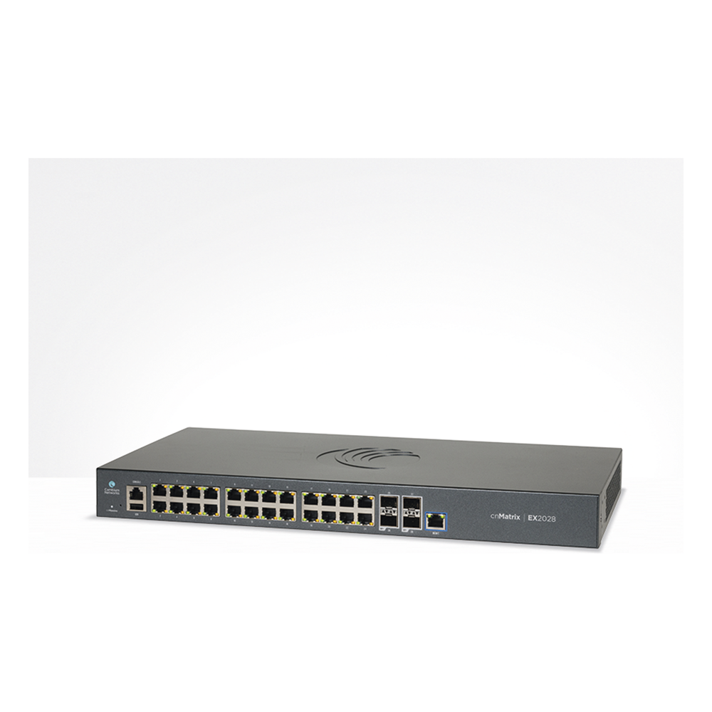 Switch cnMatrix EX2028-P capa 3 de 28 puertos (24 PoE Gigabit 802.3af/at, 4 SFP+) administración desde la Nube (MX-EX2028PxB-U)