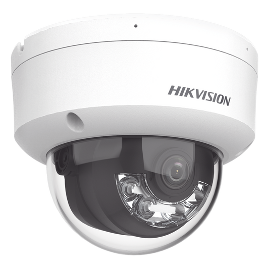 [Dual Light] Domo IP 6 Megapixel / Lente 2.8 mm / 30 mts IR + 30 mts Luz Blanca / Micrófono Integrado / ACUSENSE Lite / Exterior IP67 / H.265 / PoE / ONVIF