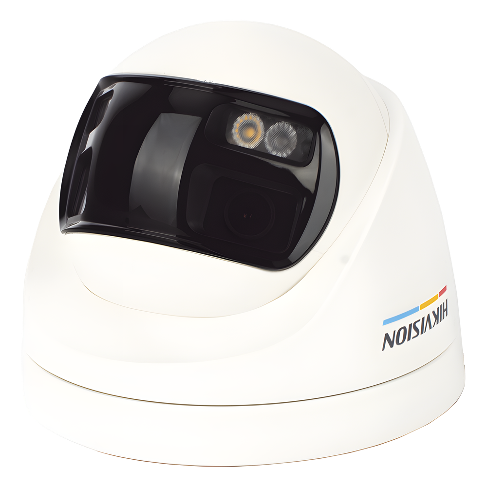 [ColorVu + Panoramica + Dual Light] Turret TURBOHD 3K (5 Megapixel) / Micrófono Integrado / Visión 180° / Imagen a Color 24/7 / 40 mts Luz Blanca + 40 mts IR / Exterior IP67 / WDR