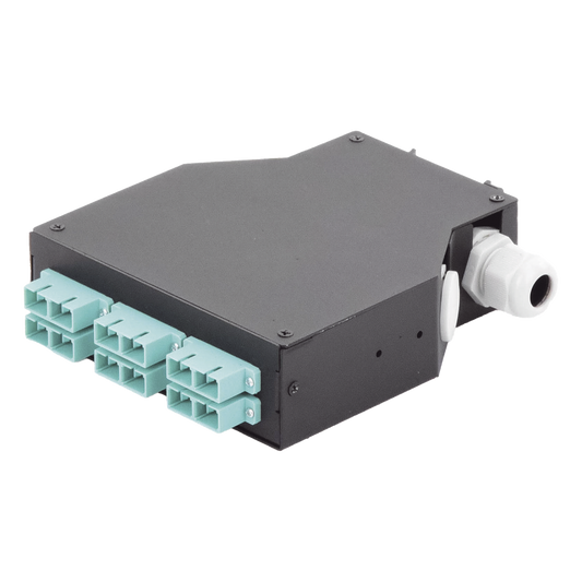 Distribuidor de Fibra Óptica para Riel Din, 6 Acopladores SC/UPC Multimodo con Charola de Empalme
