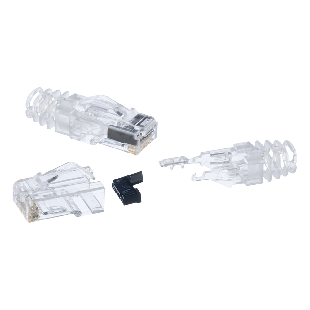 Plug RJ45 Cat6 de 3 Piezas, Para Cable UTP de Calibre 23-24 AWG, Chapado en Oro de 50 micras, Paquete de 100 Piezas