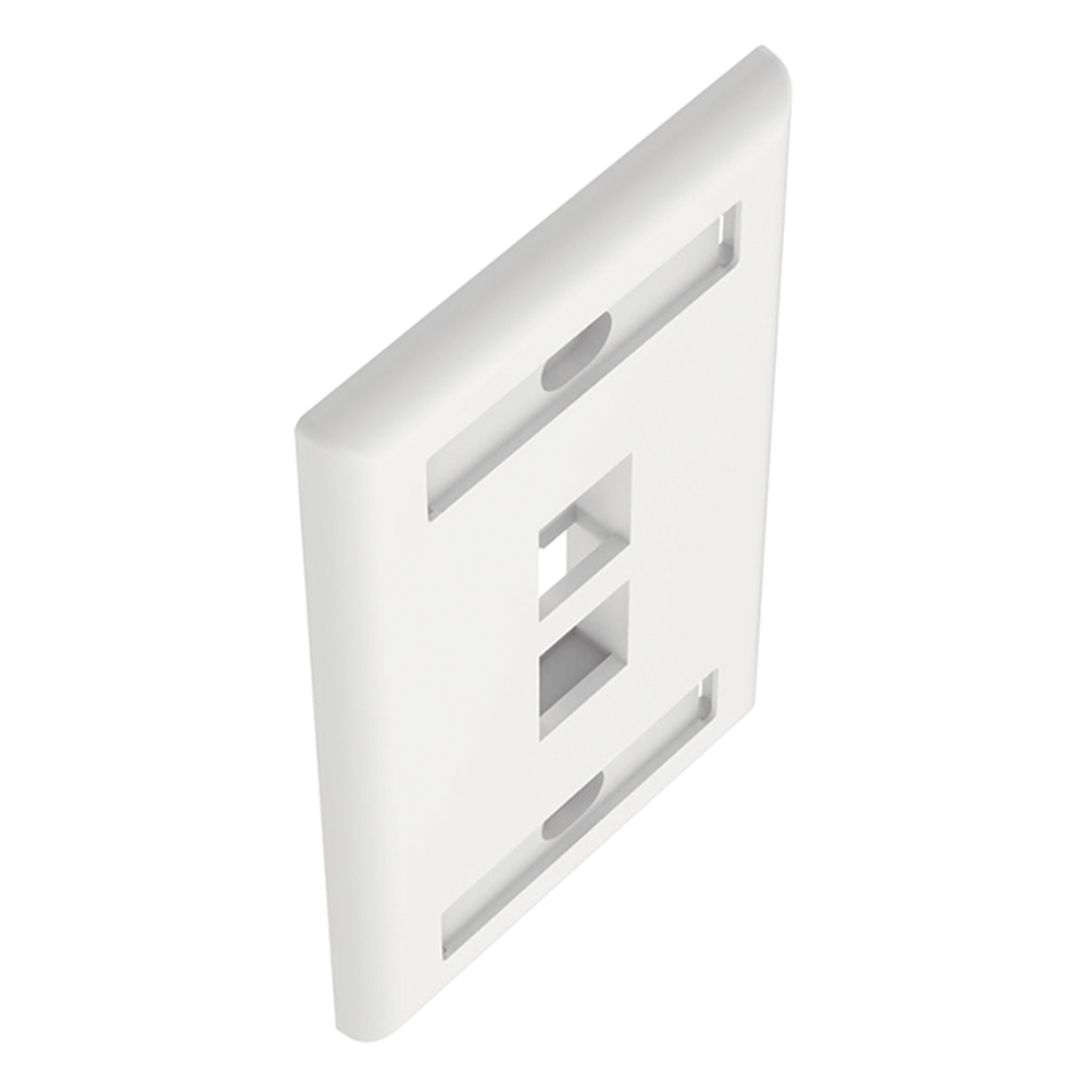 Placa de Pared Vertical, Salida Para 2 Puertos Keystone, Con Espacios Para Etiquetas, Color Blanco