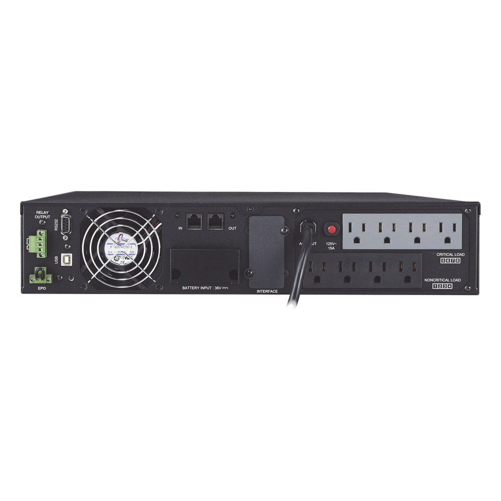 UPS de 1000 VA/900 W, Online Doble Conversión, Entrada 120 Vca NEMA 5-15P, Onda Senoidal Pura, Rack o Torre de 2 UR, Con 8 Tomas NEMA 5-15R