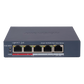 Switch PoE+ / Monitoreable / 4 Puertos 10/100 Mbps PoE+ / 1 Puerto 10/100 Mbps Uplink / Configuración Nube Hik-PartnerPro / Modo Extendido hasta 300 Metros /  45 W