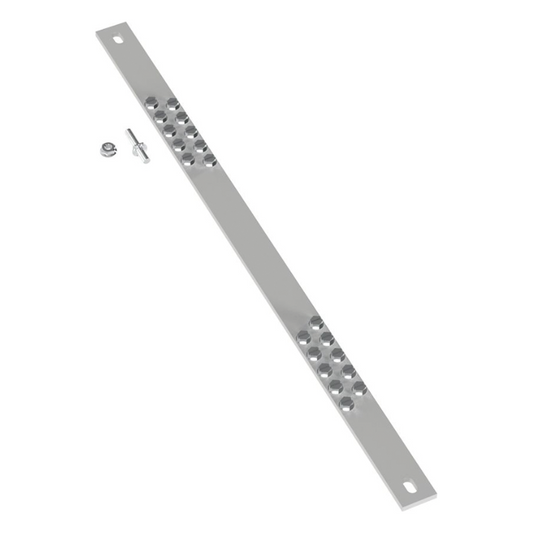 Barra de Conexión a Tierra, Para Rack de 19", Con 20 Orificios Para Conexión Rápida de Equipos, Incluye 20 Tornillos # 12-24 x 1/2" Instalados