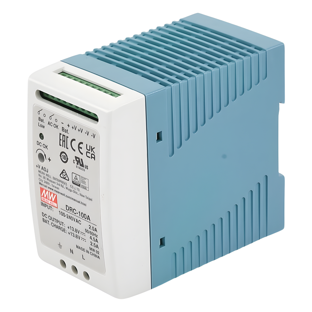 Fuente de poder Riel Din 12V, 100W con Cargador de Batería