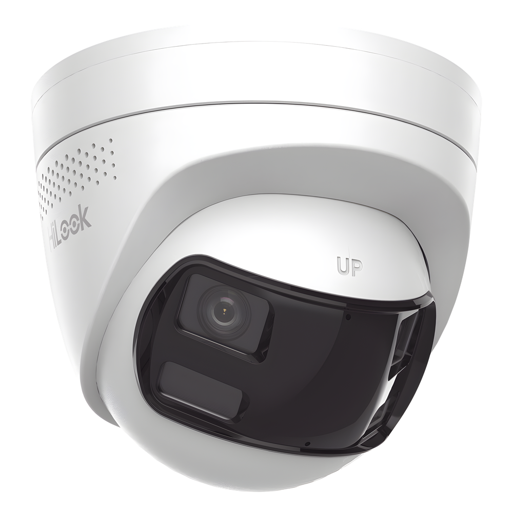 [Dual Light] Turret IP 6 Megapixel / Imagen Panorámica 180°/ PoE / Micrófono y Bocina Integrado / Exterior IP67 / Audio Bidireccional / Alarma Visual y Auditiva Integrada / Smart Supplement Light / Micro SD 512 GB