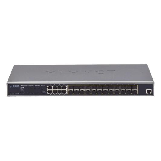 Switch Administrable Capa 2 con Fuente de Alimentación Redundante, 24 Puertos SFP Gigabit 100/1000X, 8 Puertos Combo RJ45 Gigabit.