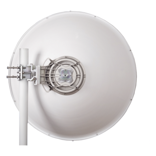 Antena direccional Alto Rendimiento / Parábola profunda para mayor aislamiento al ruido /4 ft / Guía de onda  para radio B5x y C5x / Ganancia de 35 dBi / Soporte de acero inoxidable / Polaridad en 90 ° y 45 ° / Incluye montaje.