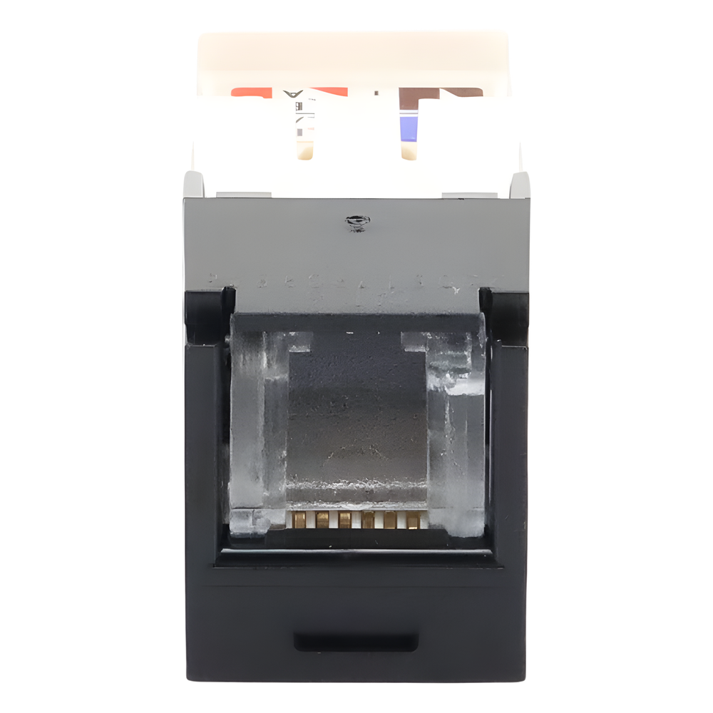 Conector Jack RJ45 Estilo TG con Ventana, Mini-Com, Categoría 6, de 8 Posiciones y 8 Cables, Color Negro