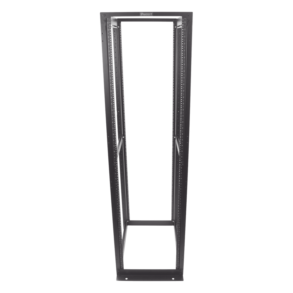 Rack de Cuatro Postes Estándar de 19", Rieles Numerados y Roscados #12-24, Profundidad Máxima de 30 in, 45 Unidades de Rack, Color Negro