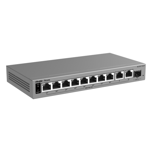 Switch PoE Gigabit Smart Cloud-Managed / 11 Puertos / 8 Puertos PoE+ 120 W / 1 Puerto SFP Uplink / Capa 2 / Diseño Sin Ventilador / Protección 6 kV / Gestión Cloud de por Vida / Metal