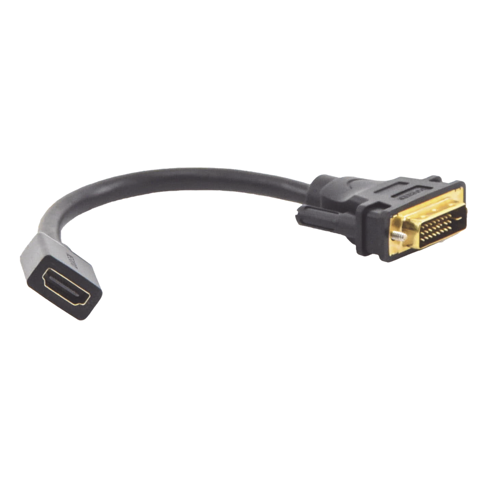 Convertidor DVI Macho a HDMI Hembra | Bidireccional | DVI 24+1 | 1080P@60Hz | Cable de 22 cm (8.66 Pulgadas) | Negro