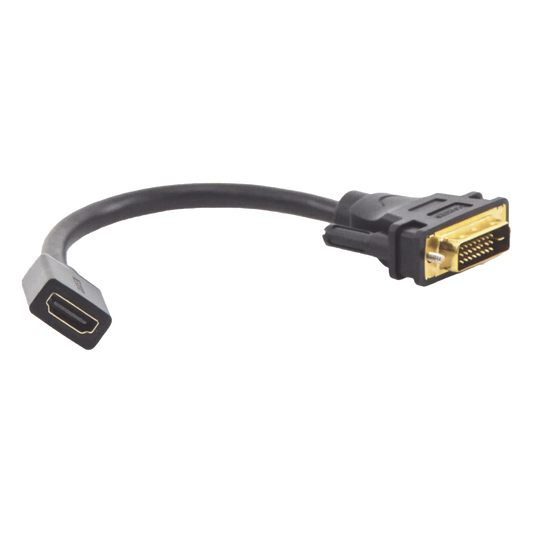 Convertidor DVI Macho a HDMI Hembra | Bidireccional | DVI 24+1 | 1080P@60Hz | Cable de 22 cm (8.66 Pulgadas) | Negro