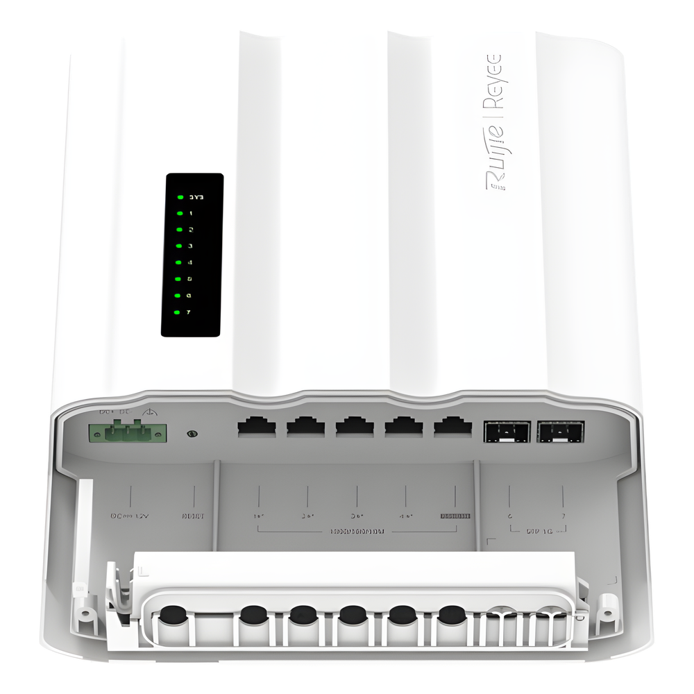 Switch Outdoor Capa 2 / 7 Puertos Gigabit + 2 SFP / PoE/PoE+/PoE++ 60W / IP65 / ERPS / Gestión Cloud / 14 Gbps