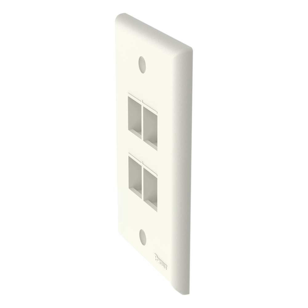 Placa de Pared Vertical, Salida Para 4 Puertos Keystone, Color Blanco Mate