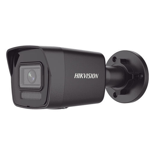 [Dual Light] Bala IP 4 Megapixel / Color Negro /  Lente 2.8 mm / 30 mts IR + 30 mts Luz Blanca / Micrófono Integrado / ACUSENSE Lite / Exterior IP67 / H.265 / PoE  / Micro SD