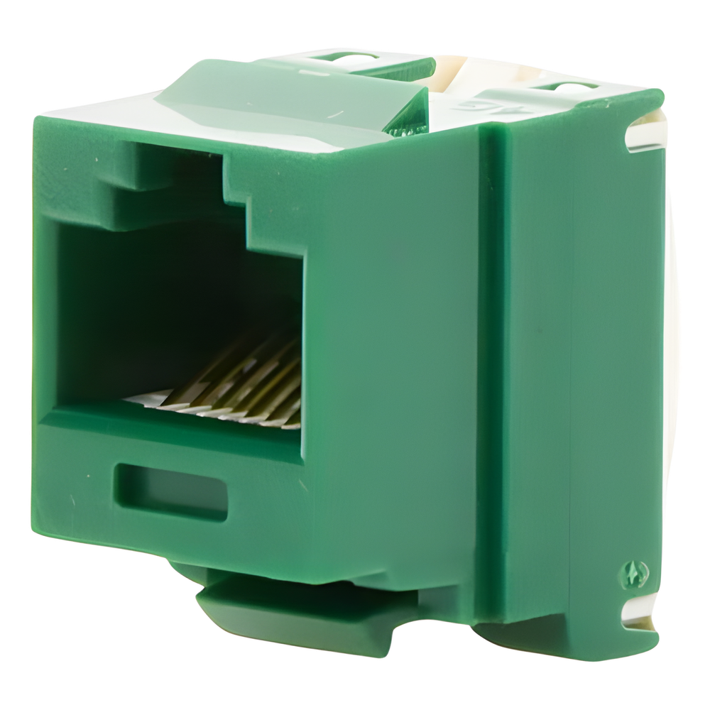 Conector Jack Estilo 110 (de Impacto), Tipo Keystone, Categoría 6, de 8 Posiciones y 8 Cables, Color Verde
