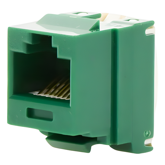 Conector Jack Estilo 110 (de Impacto), Tipo Keystone, Categoría 6, de 8 Posiciones y 8 Cables, Color Verde
