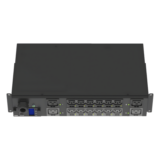 PDU Monitoreable y Switchable (MS) para Distribución de Energía, Enchufe de Entrada NEMA L6-30P, Con 12 Salidas C13 y 4 Salidas C19, Horizontal 19in, 208 Vca, 30 Amp, 2UR