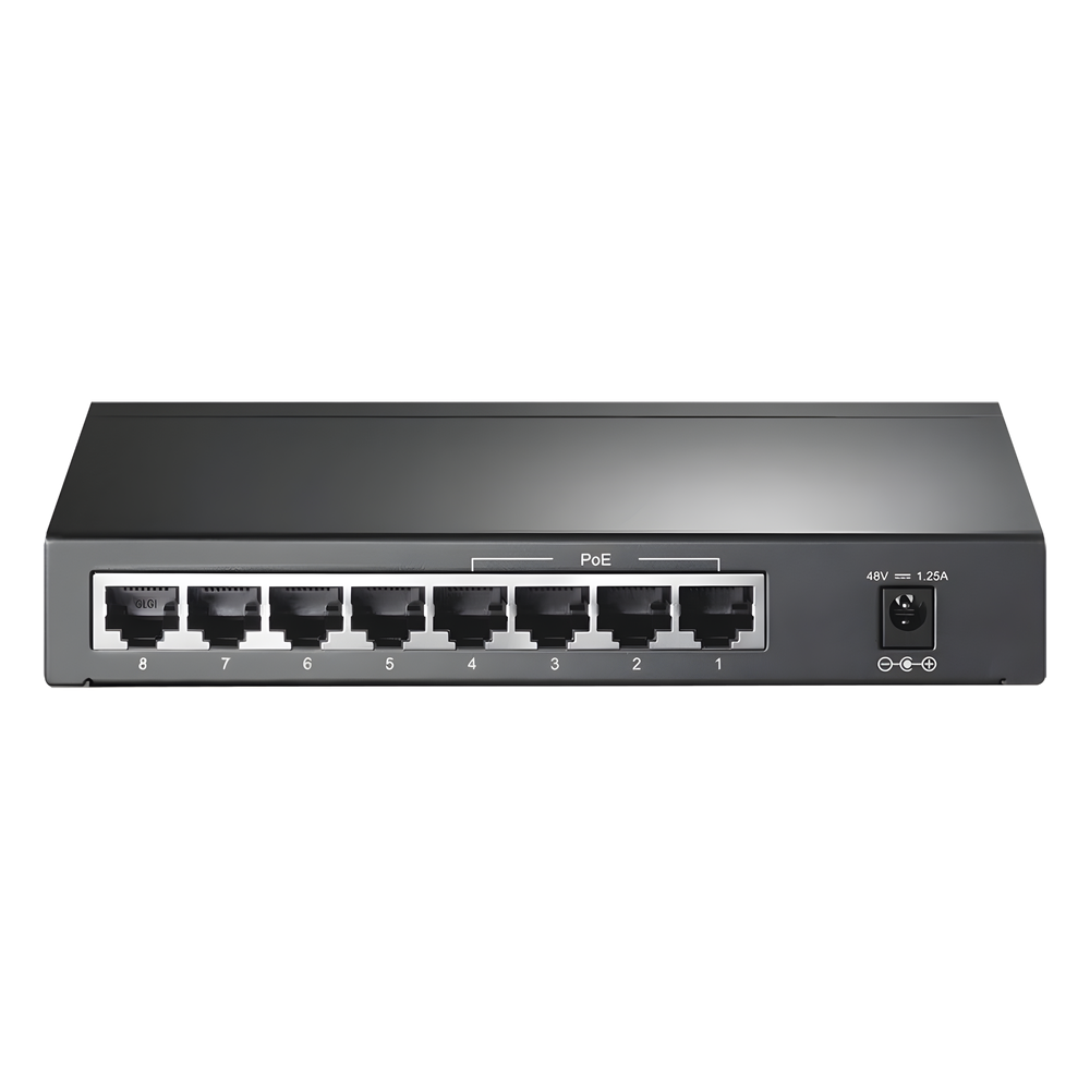 Switch Gigabit PoE+ no administrable de 8 puertos 10/100/1000 Mbps, solo 4 puertos PoE, para escritorio