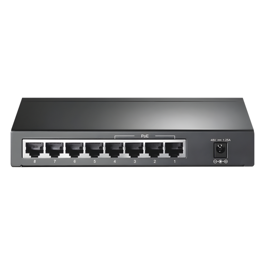 Switch Gigabit PoE+ no administrable de 8 puertos 10/100/1000 Mbps, solo 4 puertos PoE, para escritorio