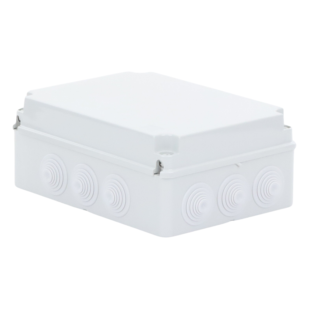 Caja Estanca de PVC Para Derivación y Conexión, 12 Entradas, Tapa Atornillada, 300x220x120 mm  (Área interna), Uso Exterior IP55, Material que no Propaga el Fuego y Libre de Hálogenos