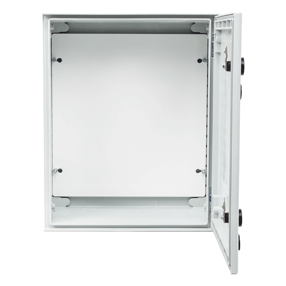Gabinete de Poliéster IP65 Uso en Intemperie (400 x 500 x 200 mm) con Placa Trasera Interior de Plástico (Incluye Chapa y Llave).